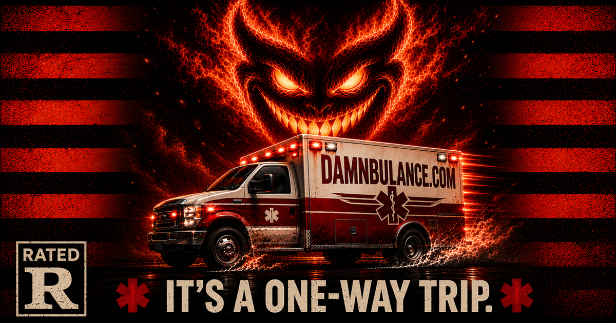 Damnbulance.com — It’s a one-way trip. Domain for sale.